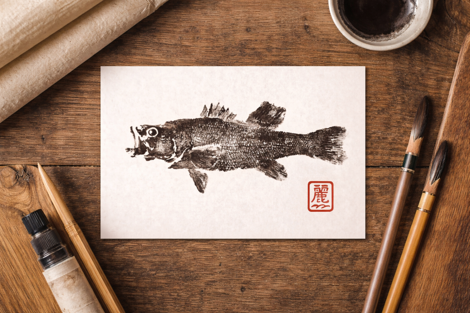 Gyotaku de Black bass Gyotaku de Black bass