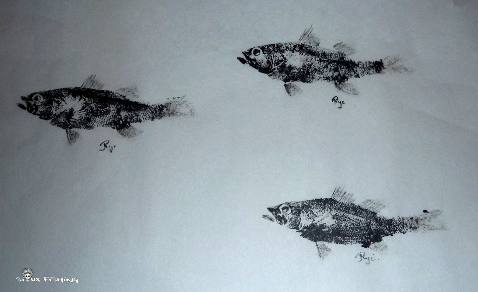 gyotaku de black-bass